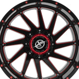 1 X XF Off-Road XF-216 Gloss Black & Red Milled 20X9 5x127/5x139.7 78.1 Hub 12 Offset Black, Red Wheel Rim