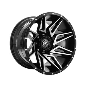 1 X XF Off-Road XF-218 Gloss Black & Machined 20X10 8x165.1/8x170 125.2 Hub -12 Offset Black Wheel Rim
