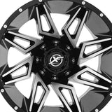 1 X XF Off-Road XF-218 Gloss Black & Machined 20X10 8x165.1/8x170 125.2 Hub -12 Offset Black Wheel Rim
