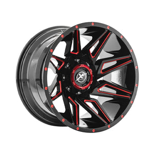 1 X XF Off-Road XF-218 Gloss Black & Red Milled 20X9 5x127/5x139.7 78.1 Hub 0 Offset Black, Red Wheel Rim
