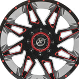 1 X XF Off-Road XF-218 Gloss Black & Red Milled 20X9 8x165.1/8x170 125.2 Hub 0 Offset Black, Red Wheel Rim