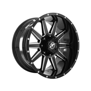 1 X XF Off-Road XF-219 Gloss Black & Milled 17X9 5x127/5x139.7 78.1 Hub 12 Offset Black Wheel Rim