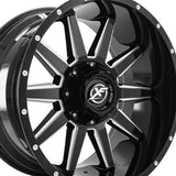 1 X XF Off-Road XF-219 Gloss Black & Milled 17X9 5x127/5x139.7 78.1 Hub 12 Offset Black Wheel Rim