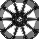 1 X XF Off-Road XF-219 Gloss Black & Milled 17X9 5x127/5x139.7 78.1 Hub 12 Offset Black Wheel Rim