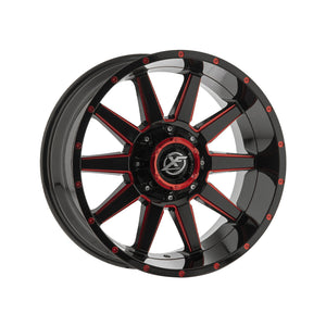 1 X XF Off-Road XF-219 Gloss Black & Red Milled 20X9 5x127/5x139.7 78.1 Hub 0 Offset Black, Red Wheel Rim