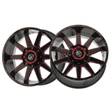 1 X XF Off-Road XF-219 Gloss Black & Red Milled 17X9 6x135/6x139.7 106.4 Hub 12 Offset Black, Red Wheel Rim