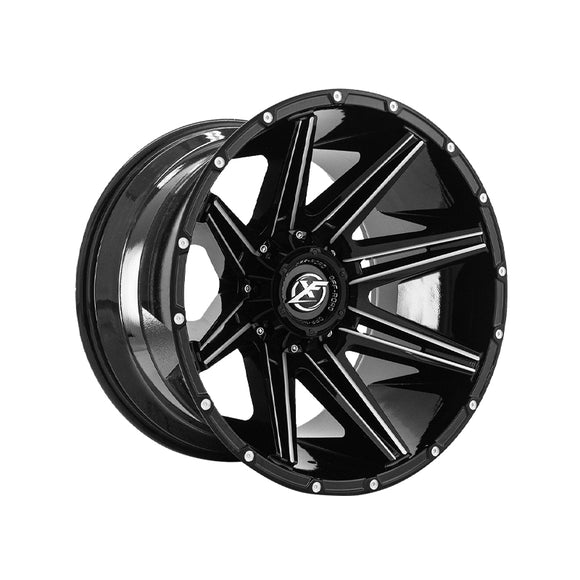 1 X XF Off-Road XF-220 Gloss Black & Milled 17X9 5x127/5x139.7 78.1 Hub 12 Offset Black Wheel Rim