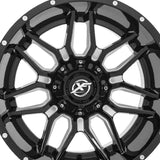 1 X XF Off-Road XF-222 Gloss Black & Milled 20X9 5x127/5x139.7 78.1 Hub 12 Offset Black Wheel Rim