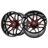 1 X XF Off-Road XF-222 Gloss Black & Red Milled 20X10 8x165.1/8x170 125.2 Hub -12 Offset Black, Red Wheel Rim