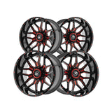 1 X XF Off-Road XF-222 Gloss Black & Red Milled 20X9 5x139.7/5x150 110.3 Hub 12 Offset Black, Red Wheel Rim