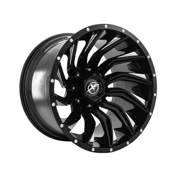1 X XF Off-Road XF-224 Gloss Black & Milled 20X10 5x127/5x139.7 78.1 Hub -24 Offset Black Wheel Rim
