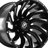 1 X XF Off-Road XF-224 Gloss Black & Milled 24X14 6x135/6x139.7 106.4 Hub -76 Offset Black Wheel Rim