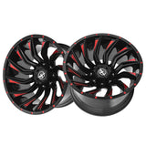 1 X XF Off-Road XF-224 Gloss Black & Red Milled 20X9 6x135/6x139.7 106.4 Hub 0 Offset Black, Red Wheel Rim