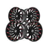 1 X XF Off-Road XF-224 Gloss Black & Red Milled 22X12 8x165.1/8x170 125.2 Hub -44 Offset Black, Red Wheel Rim