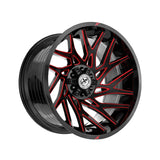1 X XF Off-Road XF-229 Gloss Black & Red Milled 24X12 5x127/5x139.7 78.1 Hub -44 Offset Black, Red Wheel Rim