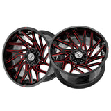 1 X XF Off-Road XF-229 Gloss Black & Red Milled 24X12 6x135/6x139.7 106.4 Hub -44 Offset Black, Red Wheel Rim