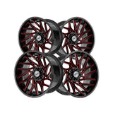 1 X XF Off-Road XF-229 Gloss Black & Red Milled 24X12 6x135/6x139.7 106.4 Hub -44 Offset Black, Red Wheel Rim