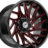 1 X XF Off-Road XF-229 Gloss Black & Red Milled 24X12 6x135/6x139.7 106.4 Hub -44 Offset Black, Red Wheel Rim