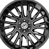 1 X XF Off-Road XF-230 Gloss Black & Machined 20X9 5x127/5x139.7 78.1 Hub 12 Offset Black Wheel Rim