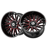 1 X XF Off-Road XF-230 Gloss Black & Red Machined 20X9 8x165.1/8x170 125.2 Hub 0 Offset Black, Red Wheel Rim