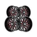 1 X XF Off-Road XF-230 Gloss Black & Red Machined 20X10 8x165.1/8x170 125.2 Hub -24 Offset Black, Red Wheel Rim