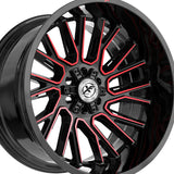 1 X XF Off-Road XF-230 Gloss Black & Red Machined 20X9 8x165.1/8x170 125.2 Hub 0 Offset Black, Red Wheel Rim