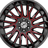 1 X XF Off-Road XF-230 Gloss Black & Red Machined 20X9 8x165.1/8x170 125.2 Hub 0 Offset Black, Red Wheel Rim