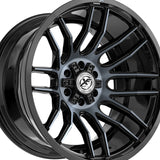 1 X XF Off-Road XF-232 Gloss Black & Machined Titanium Double Dark Tint 22X12 8x165.1/8x170 125.2 Hub -44 Offset Black Wheel Rim