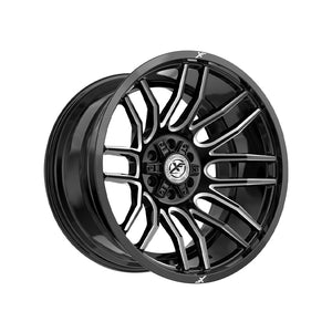 1 X XF Off-Road XF-232 Gloss Black & Milled 20X12 8x165.1/8x170 125.2 Hub -44 Offset Black Wheel Rim