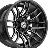 1 X XF Off-Road XF-232 Gloss Black & Milled 20X12 8x165.1/8x170 125.2 Hub -44 Offset Black Wheel Rim