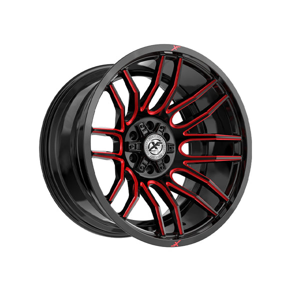 1 X XF Off-Road XF-232 Gloss Black & Red Milled 20X9 6x135/6x139.7 106.4 Hub 12 Offset Black, Red Wheel Rim