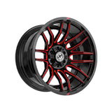 1 X XF Off-Road XF-232 Gloss Black & Red Milled 22X12 8x165.1/8x170 125.2 Hub -44 Offset Black, Red Wheel Rim