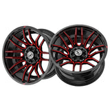 1 X XF Off-Road XF-232 Gloss Black & Red Milled 17X9 6x135/6x139.7 106.4 Hub 12 Offset Black, Red Wheel Rim