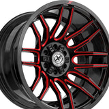 1 X XF Off-Road XF-232 Gloss Black & Red Milled 17X9 6x135/6x139.7 106.4 Hub 12 Offset Black, Red Wheel Rim