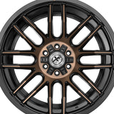 1 X XF Off-Road XF-232 Satin Black & Bronze Machined Double Dark Tint 17X9 5x127/5x139.7 78.1 Hub 0 Offset Silver Wheel Rim