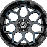 1 X XF Off-Road XF-233 Gloss Black & Blue Milled 20X9 6x135/6x139.7 106.4 Hub 0 Offset Black, Blue Wheel Rim