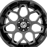 1 X XF Off-Road XF-233 Gloss Black & Milled 22X12 8x165.1/8x170 125.2 Hub -44 Offset Black Wheel Rim