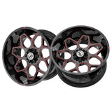 1 X XF Off-Road XF-233 Gloss Black & Red Milled 20X10 8x165.1/8x170 125.2 Hub -12 Offset Black, Red Wheel Rim