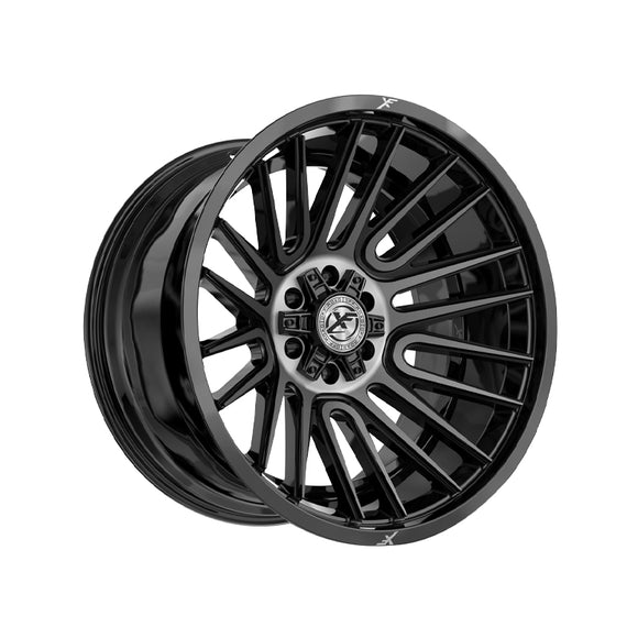 1 X XF Off-Road XF-234 Gloss Black & Brushed Double Dark Tint 18X9 5x127/5x139.7 78.1 Hub 12 Offset Black Wheel Rim