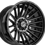 1 X XF Off-Road XF-234 Gloss Black & Brushed Double Dark Tint 17X9 6x135/6x139.7 106.4 Hub 12 Offset Black Wheel Rim