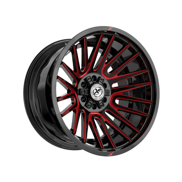 1 X XF Off-Road XF-234 Gloss Black & Red Machined 22X12 8x165.1/8x170 125.2 Hub -44 Offset Black, Red Wheel Rim