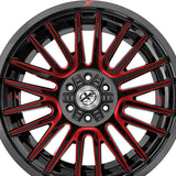 1 X XF Off-Road XF-234 Gloss Black & Red Machined 20X10 8x165.1/8x170 125.2 Hub -12 Offset Black, Red Wheel Rim