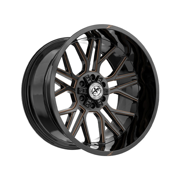 1 X XF Off-Road XF-235 Gloss Black & Bronze Milled 20X10 5x127/5x139.7 78.1 Hub -12 Offset Black, Bronze Wheel Rim