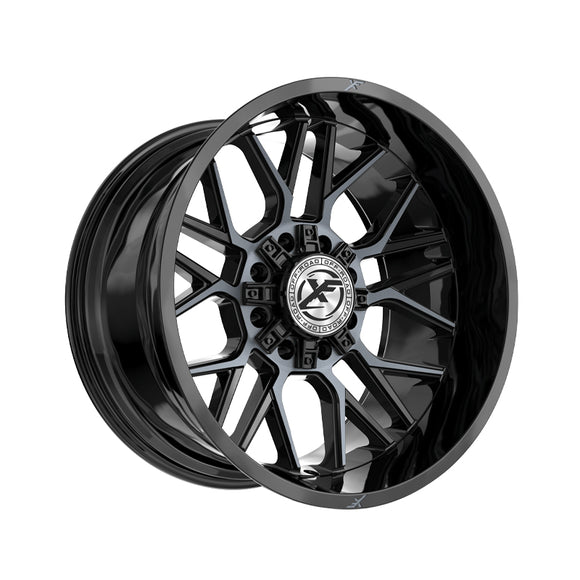 1 X XF Off-Road XF-235 Gloss Black & Machined Titanium Double Dark Tint 20X9 5x127/5x139.7 78.1 Hub 12 Offset Black Wheel Rim
