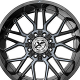1 X XF Off-Road XF-235 Gloss Black & Machined Titanium Double Dark Tint 20X10 6x135/6x139.7 106.4 Hub -12 Offset Black Wheel Rim