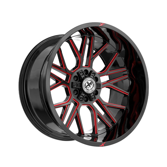 1 X XF Off-Road XF-235 Gloss Black & Red Milled 20X10 6x135/6x139.7 106.4 Hub -12 Offset Black, Red Wheel Rim