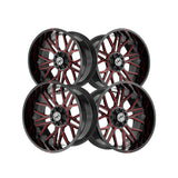 1 X XF Off-Road XF-235 Gloss Black & Red Milled 20X10 6x135/6x139.7 106.4 Hub -12 Offset Black, Red Wheel Rim