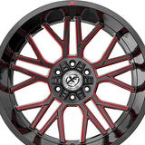 1 X XF Off-Road XF-235 Gloss Black & Red Milled 20X9 5x127/5x139.7 78.1 Hub 12 Offset Black, Red Wheel Rim