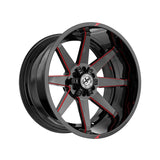 1 X XF Off-Road XF-236 Gloss Black & Red Milled 20X10 8x165.1/8x170 125.2 Hub -24 Offset Black, Red Wheel Rim