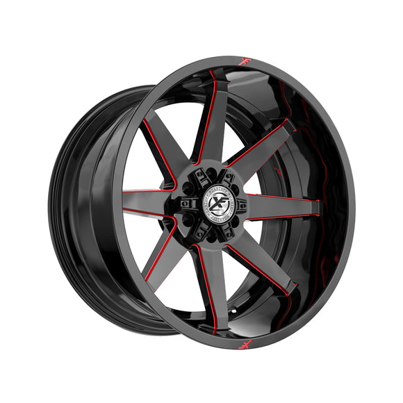 1 X XF Off-Road XF-236 Gloss Black & Red Milled 20X10 5x127/5x139.7 78.1 Hub -12 Offset Black, Red Wheel Rim